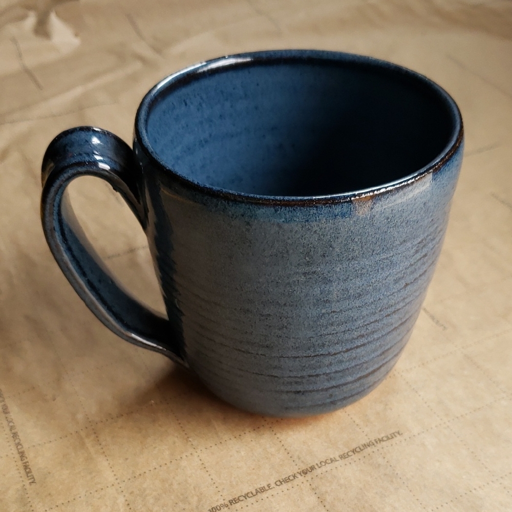 Blue Ceramic Potery Mug 12 Oz